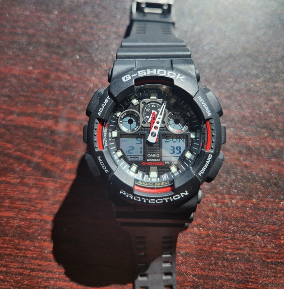 Casio G-Shock GA-100 Men’s Watch Black Red Oversized Rugged 200M WR - Picture 1 of 4
